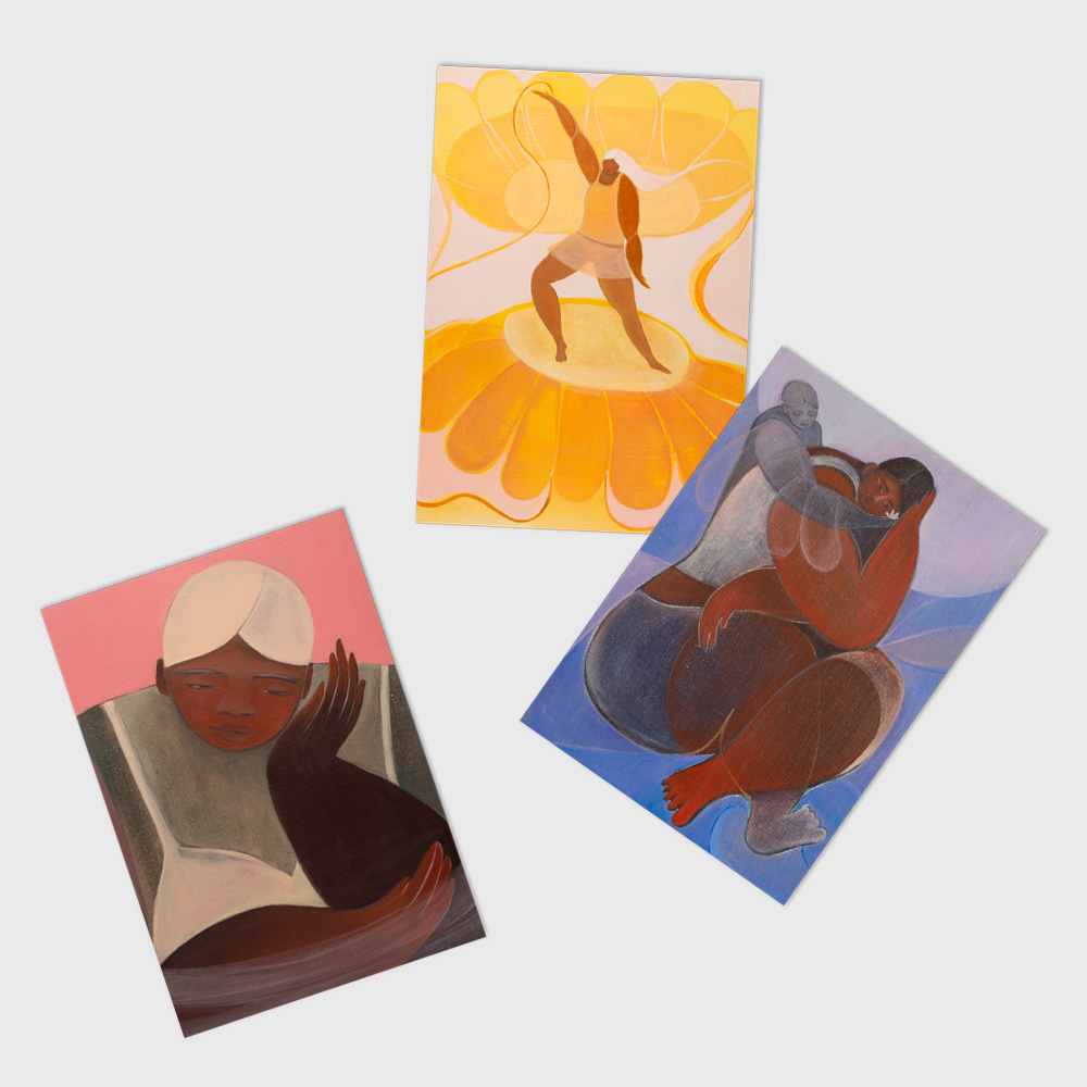 A set of 3 folded postcards ”Hearts”
