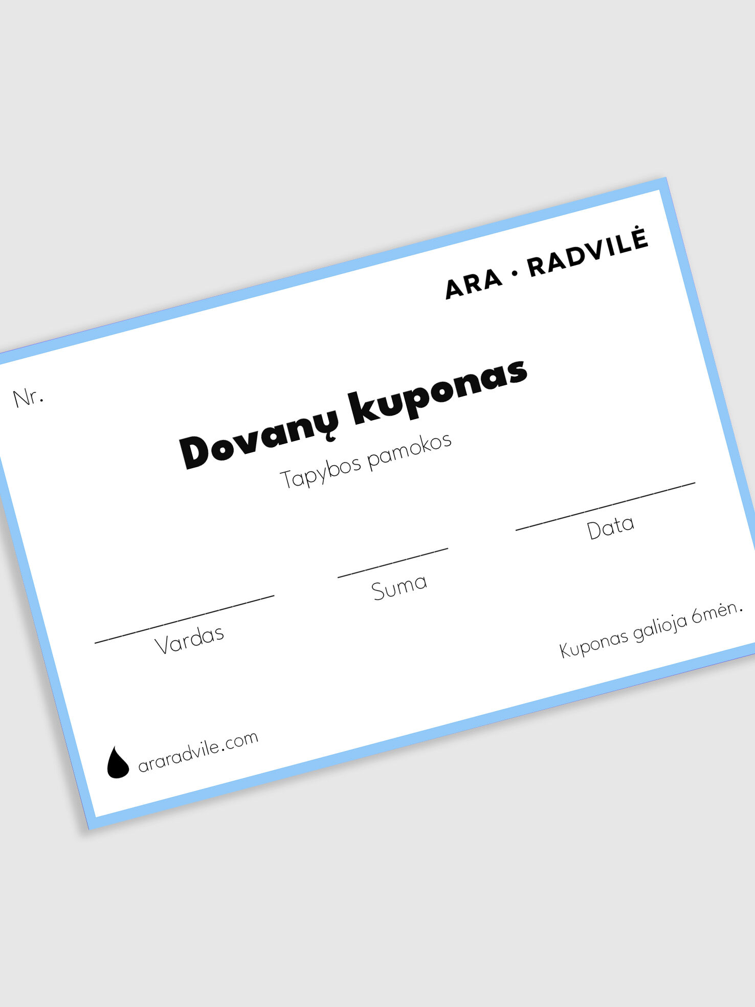 Lessons gift card / Dovanų kuponas tapybos pamokoms